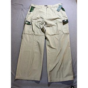 Rio Cargo Pants Mens 44 Beige Relaxed Belted Pocketed Zip Button Men 44x32‎